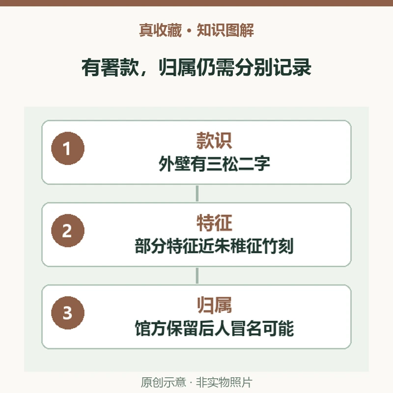 竹笔筒上有三松款,就一定是朱三松亲刻吗?一件馆藏的归属保留