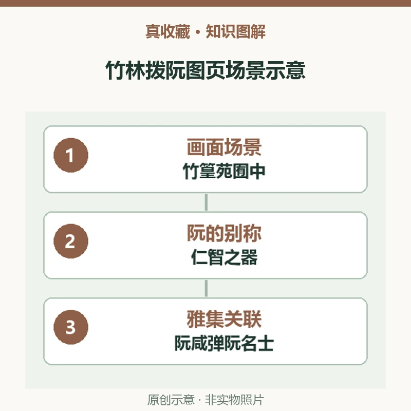 《竹林拨阮图页》画的是什么场景?阮与竹林的画面关系
