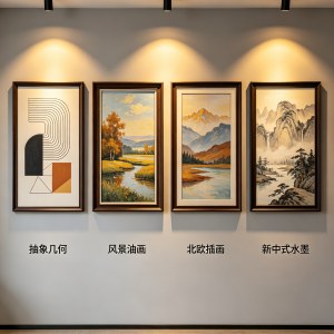 新中式茶室装饰画如何搭配空间布局，区分卷轴挂画与带框装饰画差异